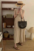 Buttons Up Half Sleeves Tiered Loose Dresses